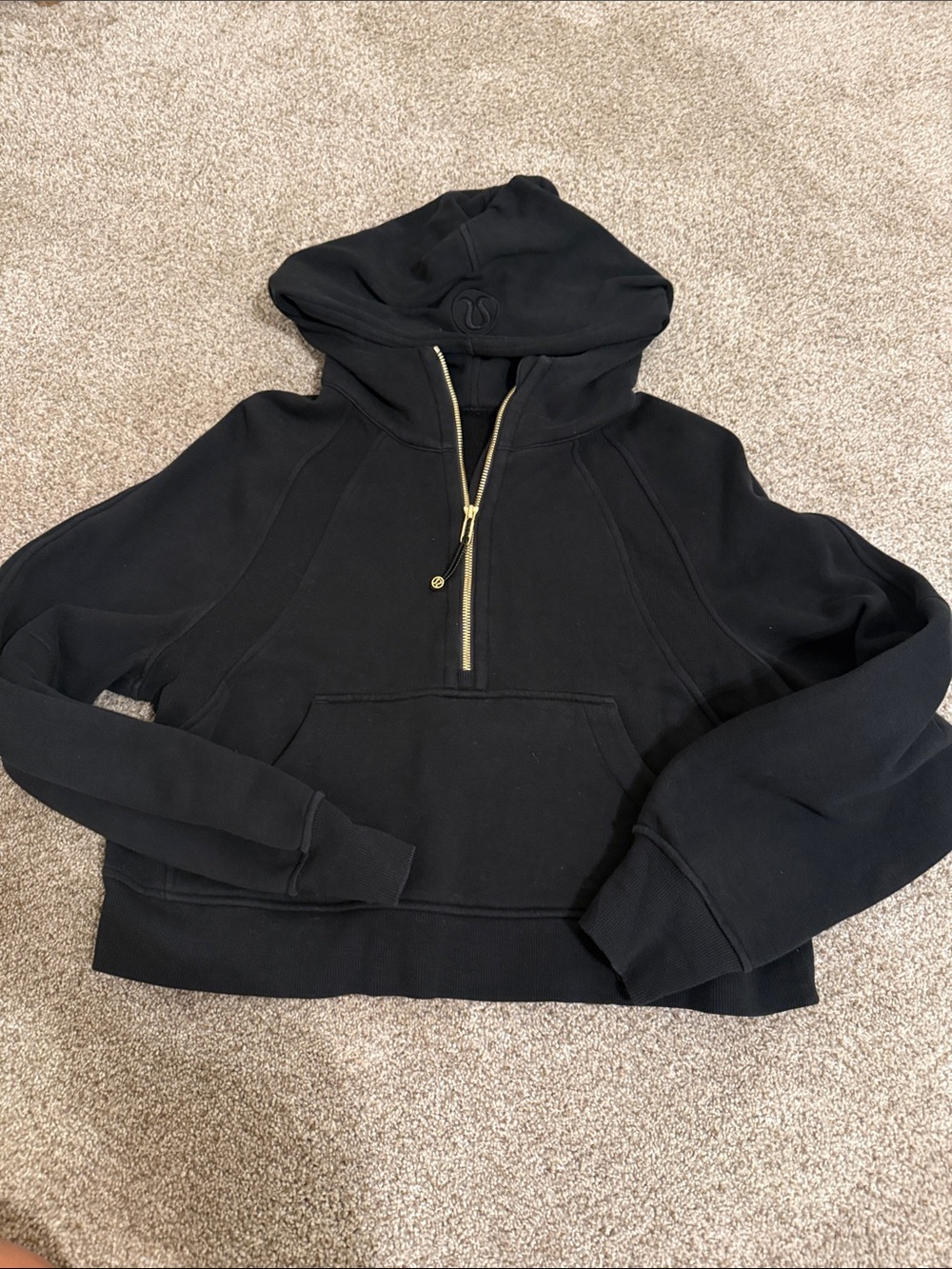 lululemon athletica Black Half-Zip Hoodie with Gold Zipper